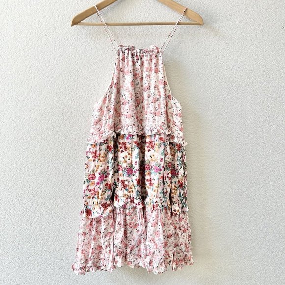 $177 Kos Resort Multi Floral Tiered Halter dress Size Small - Picture 7 of 12